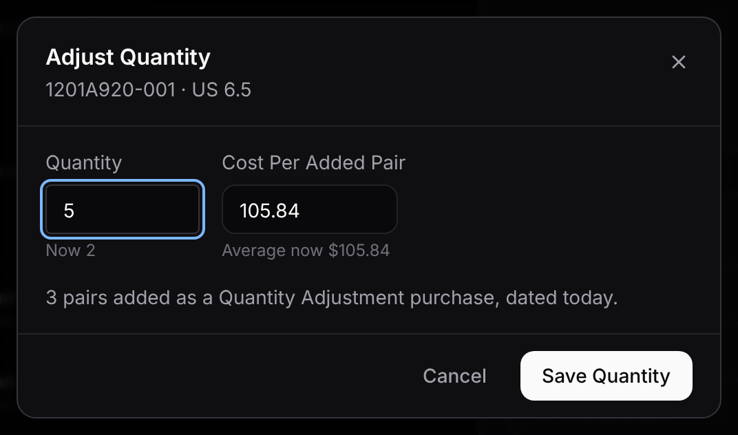 Adjust Quantity
